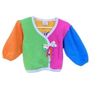 Vintage Buster Brown Colorblock Zebra Top 18 Mos Bow Ribbons Bright Colorful GUC